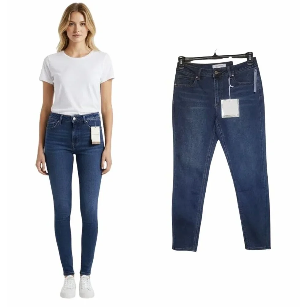 ⭐Ellen Tracy Mid Rise Skinny Slim Jeans Size 8 Women Ace Wash Denim blue New